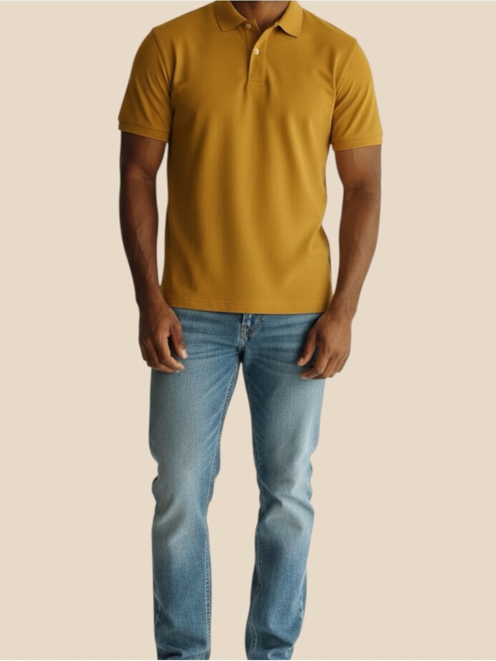 Lands' End Men's Mustard Polo Shirt